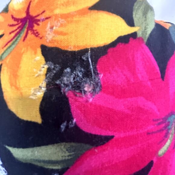 Just Amanda  Vintage size 10 over shirt open 3/4 sleeves USA Rayon black print - Picture 9 of 11